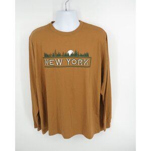 State Of Mine Men's New York Long Sleeve T-Shirt Brown XL NWT